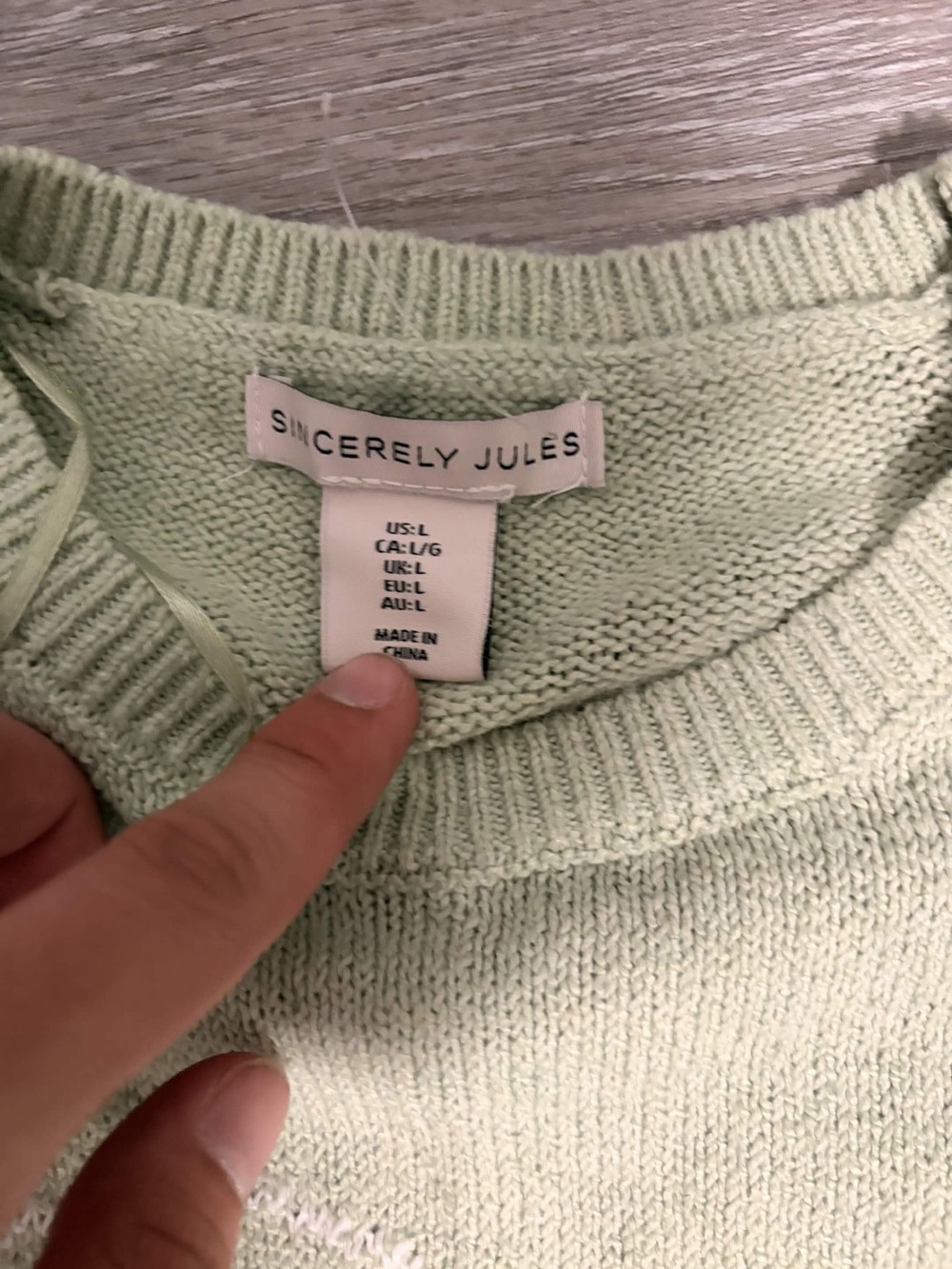 Smiley Crop Sweater - Light Green - Picture 2 of 3